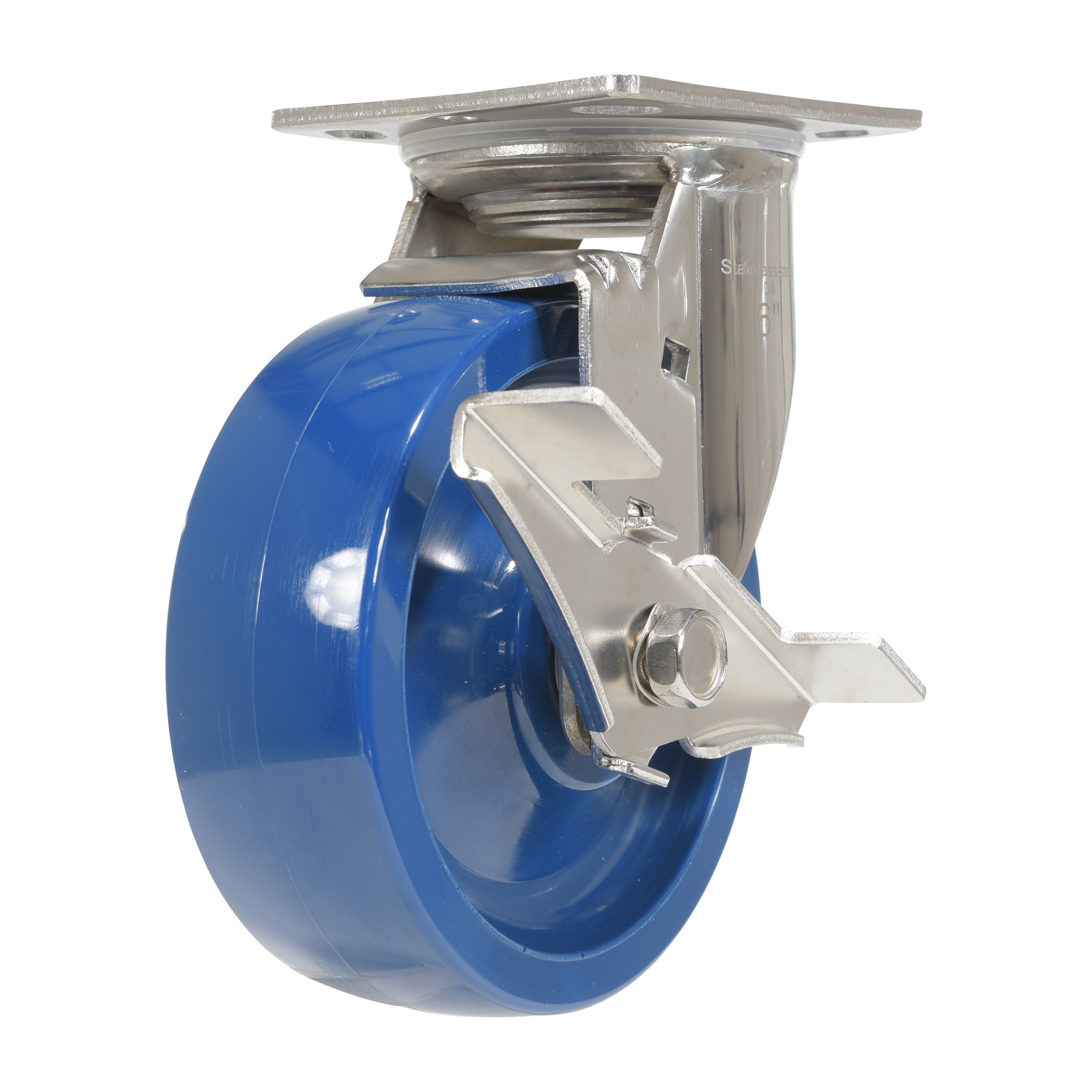 Vestil Solid Polyurethane Swivel With Brake Caster 6 In. Diameter x 2 In. Width 1200 Lb. Capacity Dark Blue